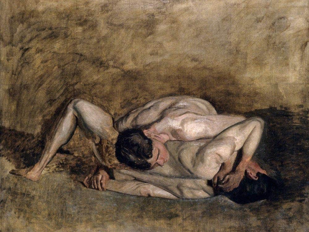 Wrestlers By  Thomas Eakins Fine Art Print