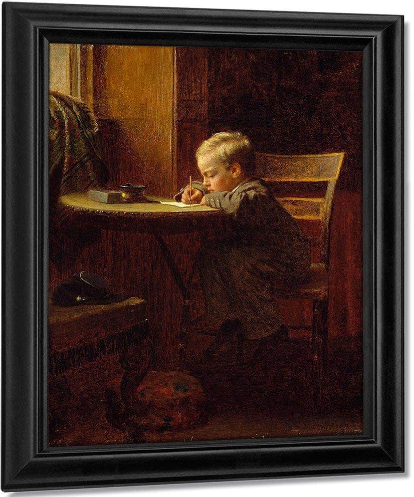 Writing To Father By Eastman Johnson Fine Art Print