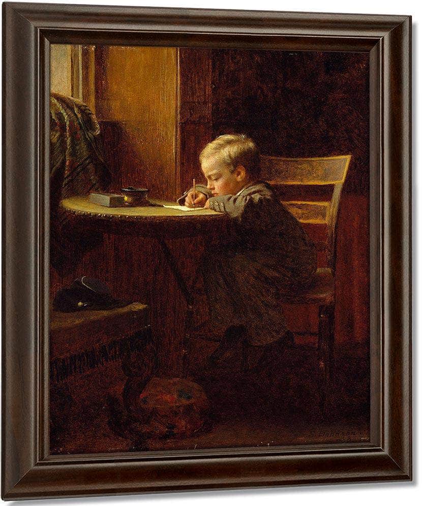 Writing To Father By Eastman Johnson Fine Art Print