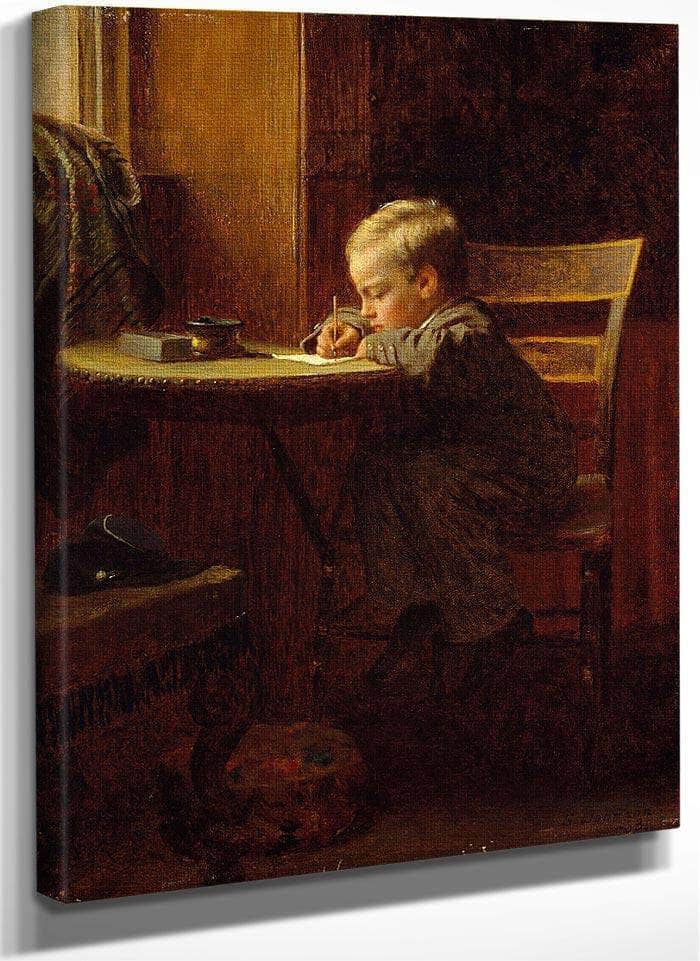 Writing To Father By Eastman Johnson Fine Art Print