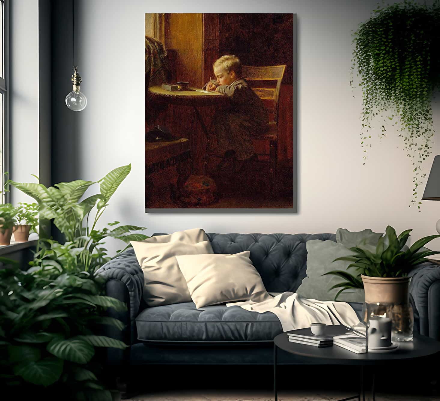 Writing To Father By Eastman Johnson Fine Art Print