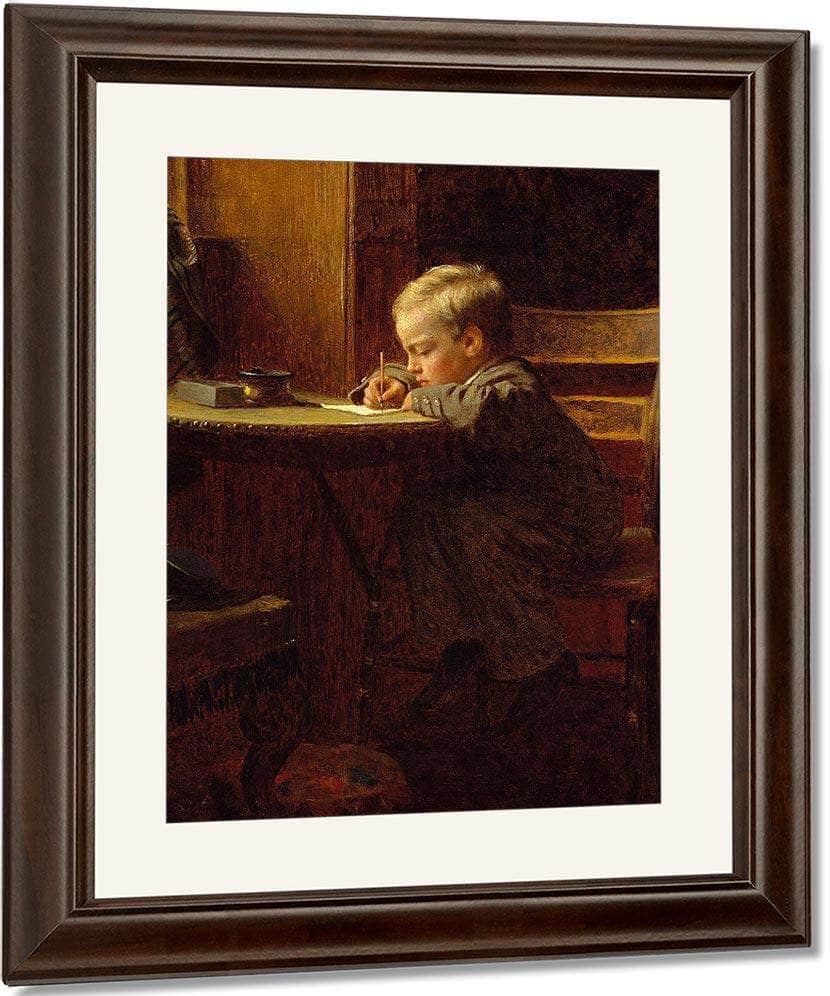 Writing To Father By Eastman Johnson Fine Art Print