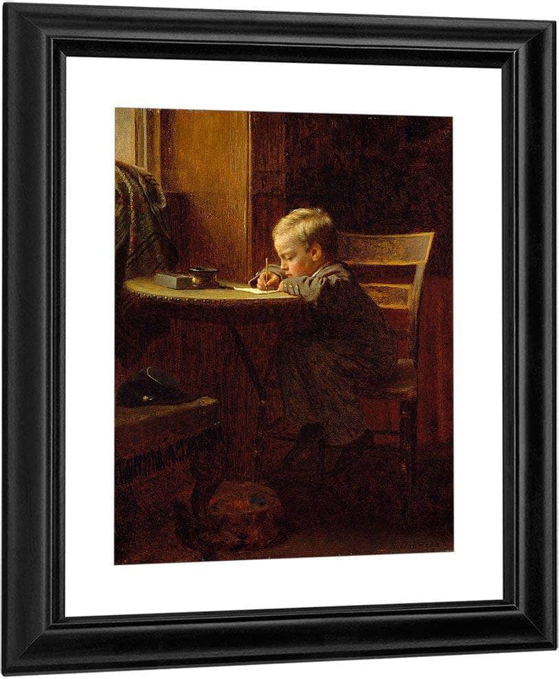 Writing To Father By Eastman Johnson Fine Art Print
