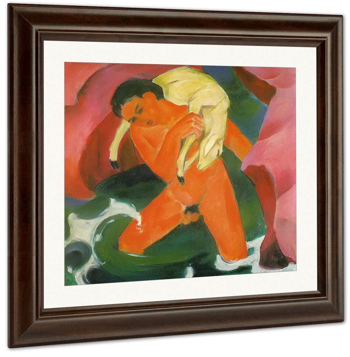 Young Boy With A Lamb By Franz Marc Fine Art Print