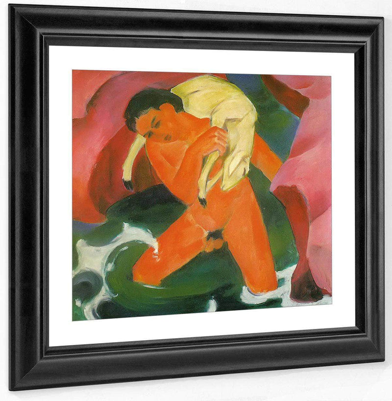 Young Boy With A Lamb By Franz Marc Fine Art Print