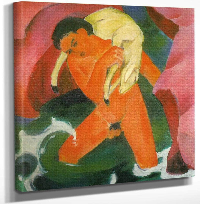 Young Boy With A Lamb By Franz Marc Fine Art Print