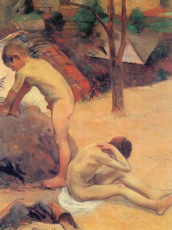 Young Breton Bathers By Paul Gauguin Fine Art Print