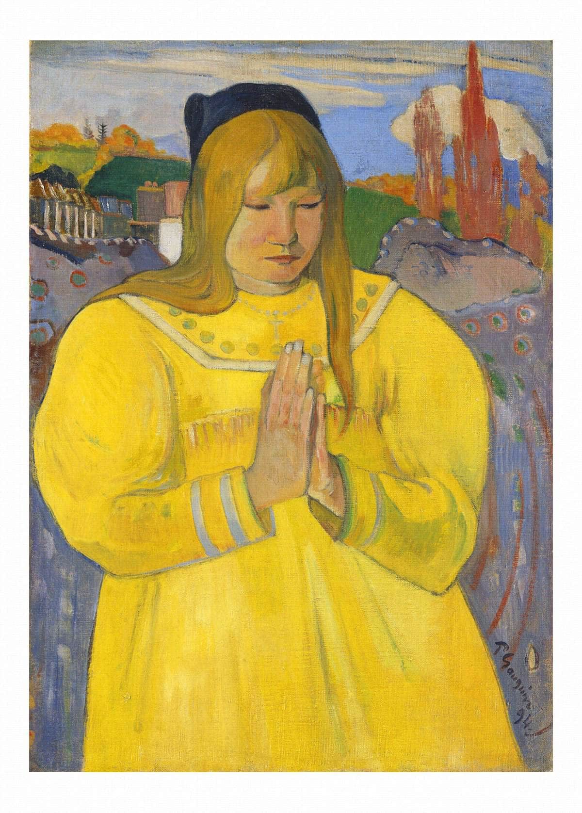 Young Christian Girl Bretonne En Priere by Paul Gauguin Fine Art Print