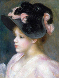 Young Girl In A Pink And Black Hat 2 By Pierre Auguste Renoir Fine Art Print
