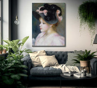 Young Girl In A Pink And Black Hat By Pierre Auguste Renoir Fine Art Print