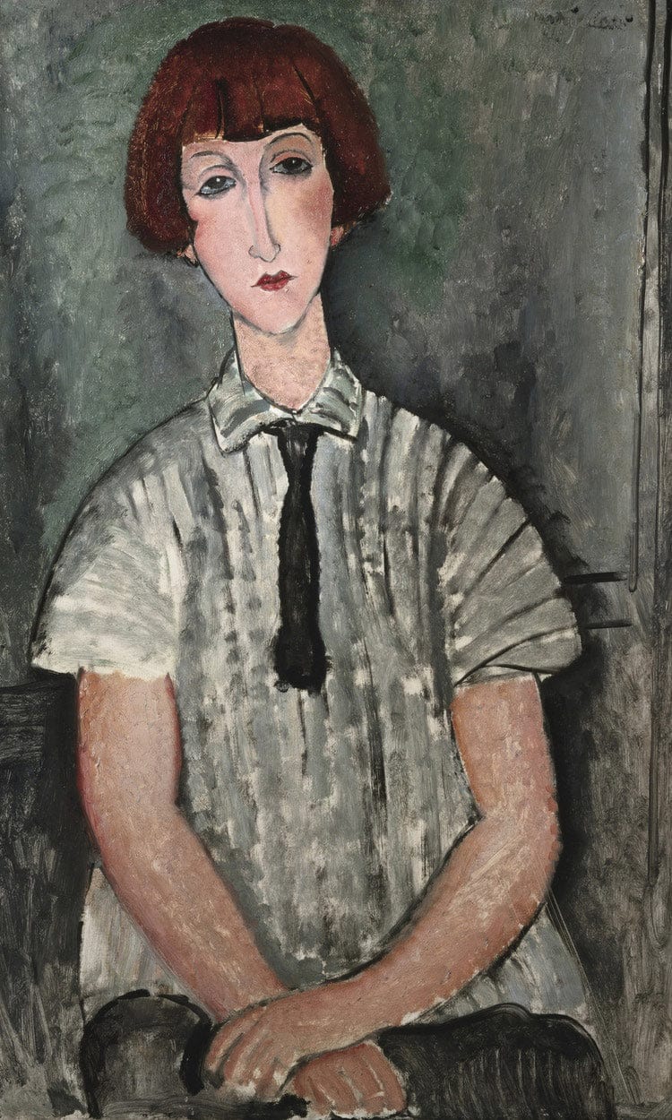Young Girl In A Striped Shirt By Amedeo Modigliani Fine Art Print