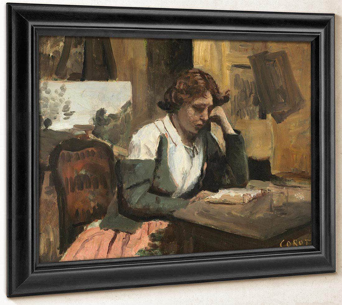 Young Girl Reading Jean Baptiste By Camille Corot Fine Art Print