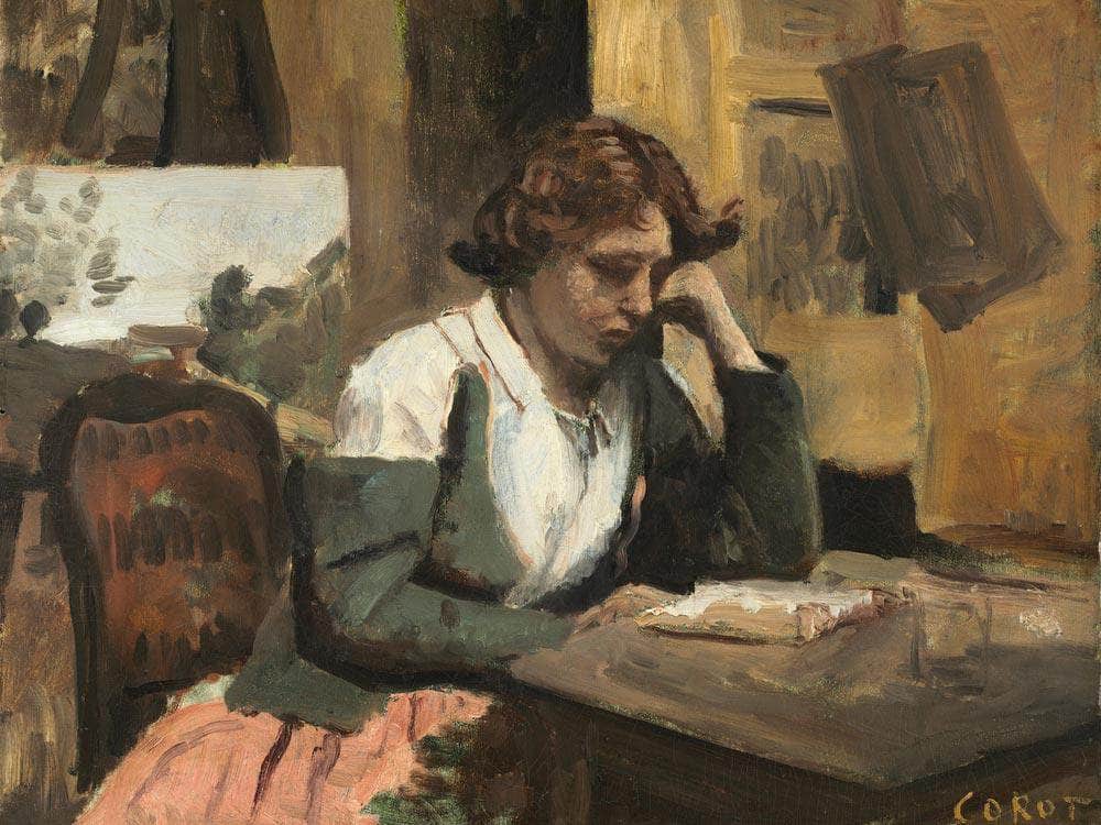 Young Girl Reading Jean Baptiste By Camille Corot Fine Art Print