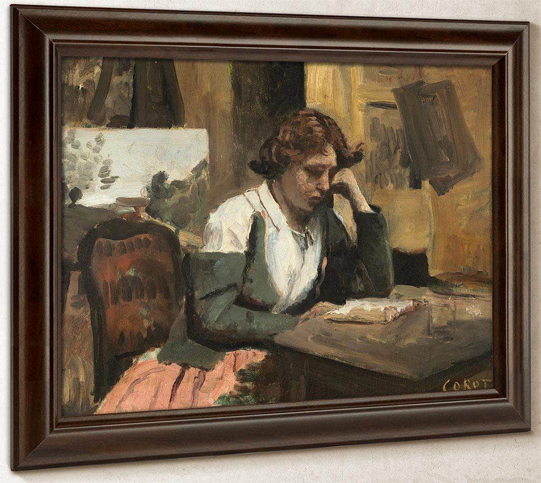 Young Girl Reading Jean Baptiste By Camille Corot Fine Art Print