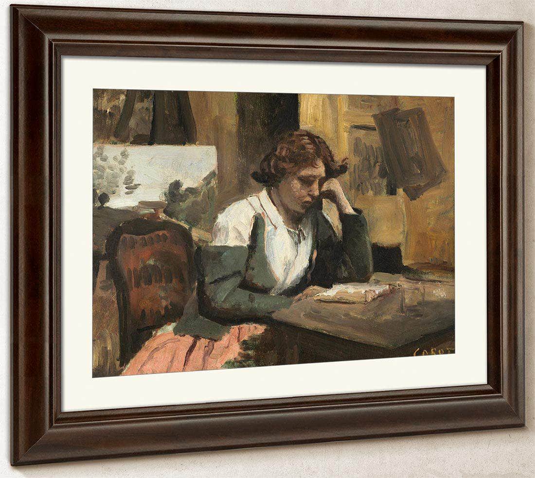 Young Girl Reading Jean Baptiste By Camille Corot Fine Art Print
