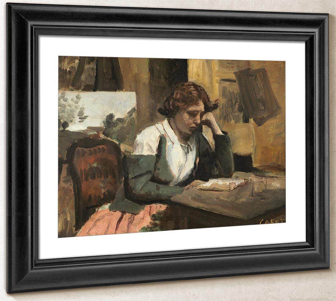 Young Girl Reading Jean Baptiste By Camille Corot Fine Art Print