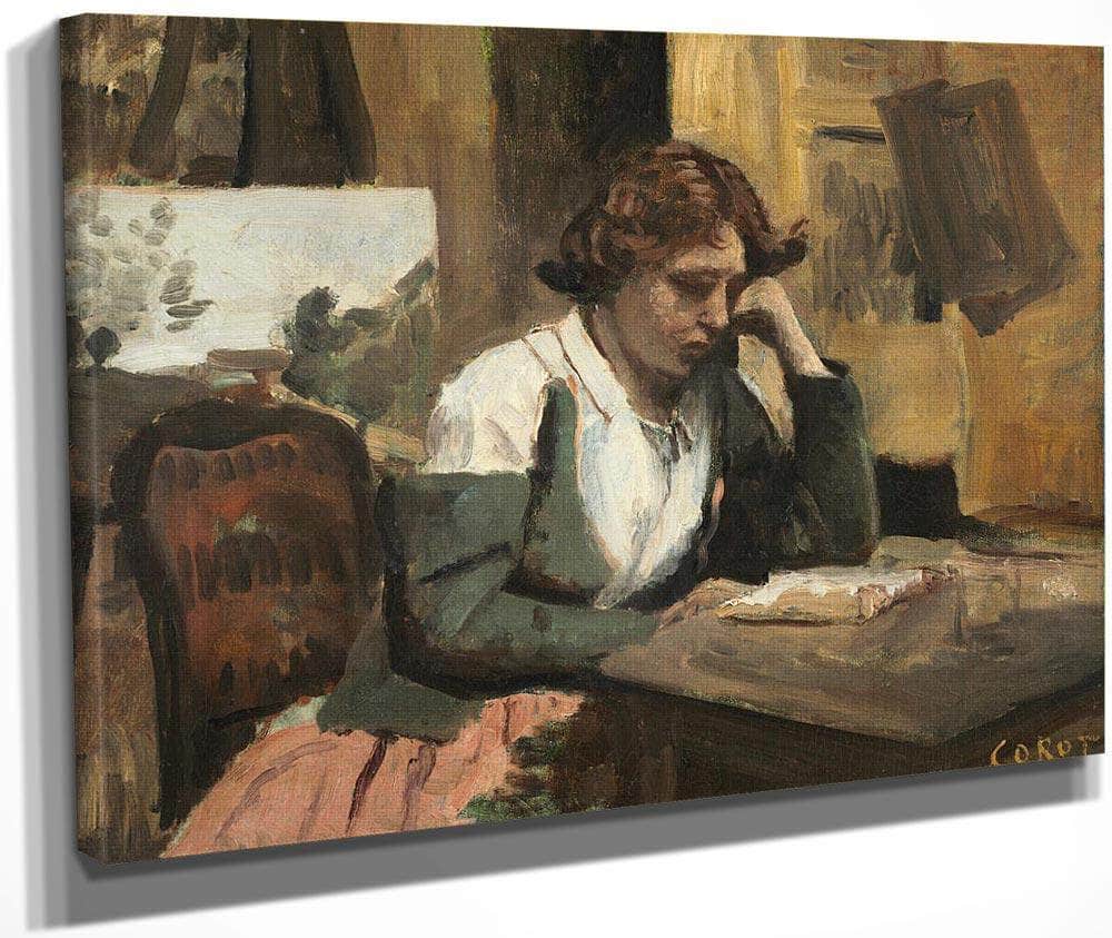 Young Girl Reading Jean Baptiste By Camille Corot Fine Art Print