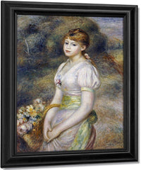 Young Girl With A Basket Of Flowers By Pierre Auguste Renoir Fine Art Print