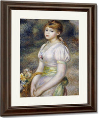 Young Girl With A Basket Of Flowers By Pierre Auguste Renoir Fine Art Print
