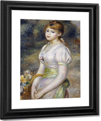 Young Girl With A Basket Of Flowers By Pierre Auguste Renoir Fine Art Print