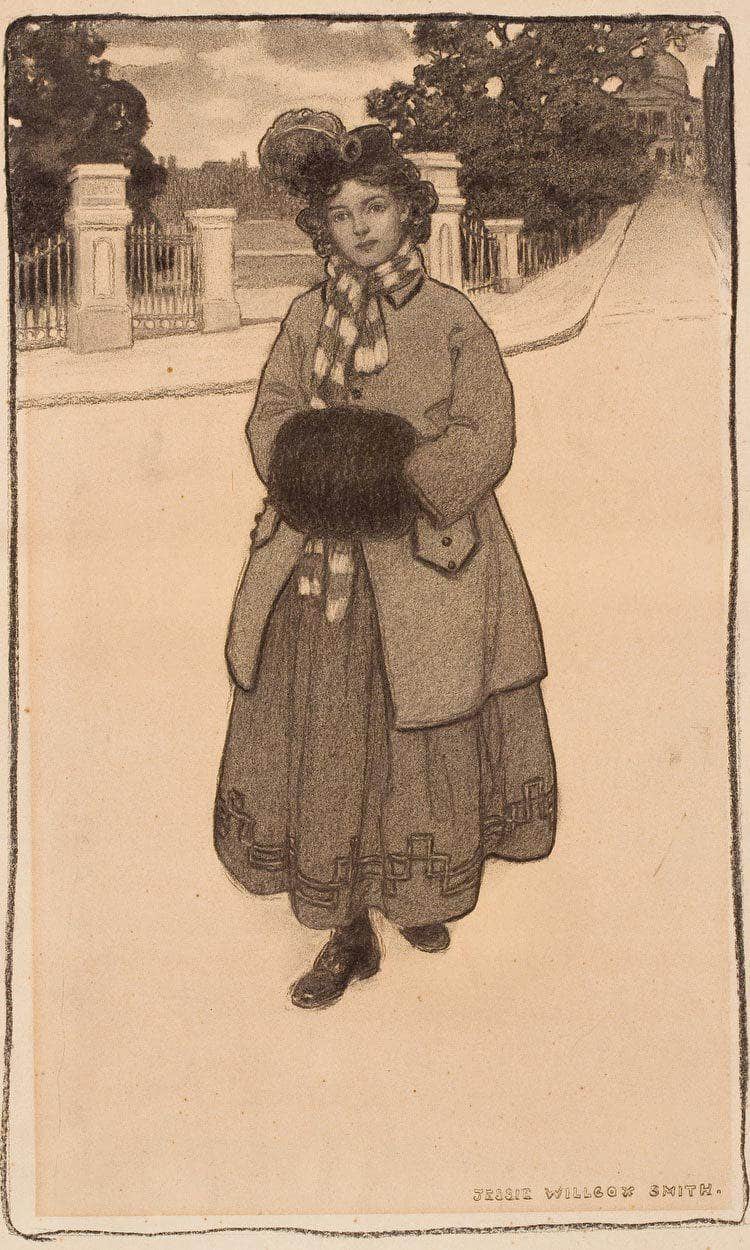 Young Girl With Muff By Jessie Willcox Smith Fine Art Print