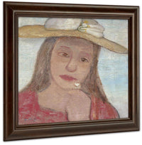 Young Girl With Straw Hat And A Flower In Her Hand By Paula Modersohn Becker Fine Art Print