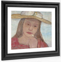 Young Girl With Straw Hat And A Flower In Her Hand By Paula Modersohn Becker Fine Art Print