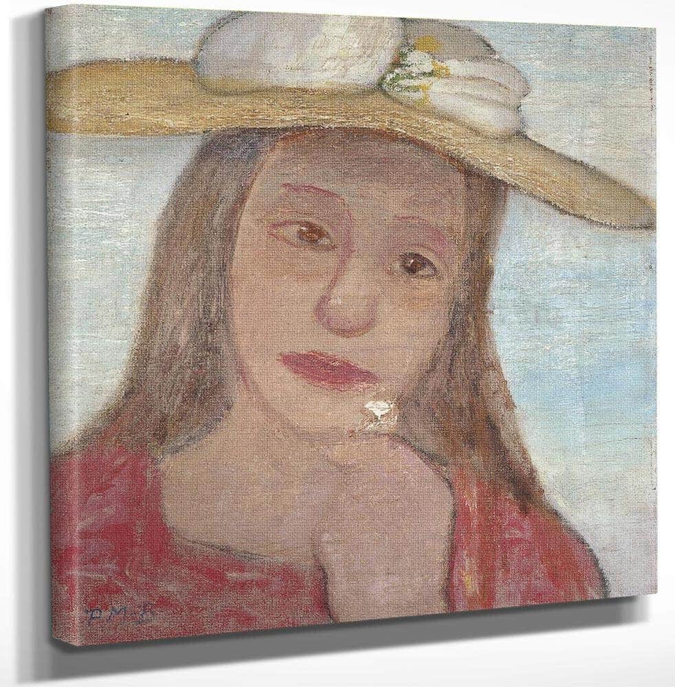 Young Girl With Straw Hat And A Flower In Her Hand By Paula Modersohn Becker Fine Art Print