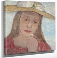 Young Girl With Straw Hat And A Flower In Her Hand By Paula Modersohn Becker Fine Art Print