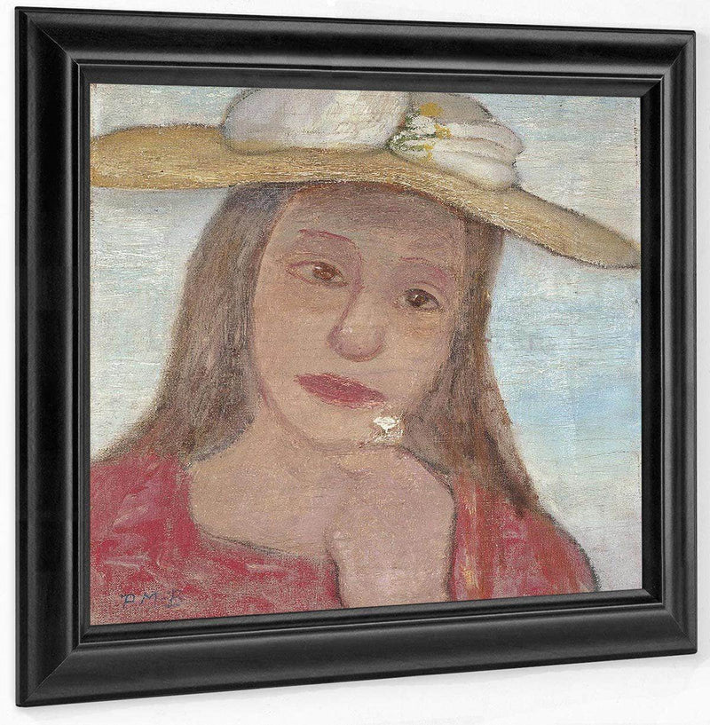 Young Girl With Straw Hat And A Flower In Her Hand By Paula Modersohn Becker Fine Art Print