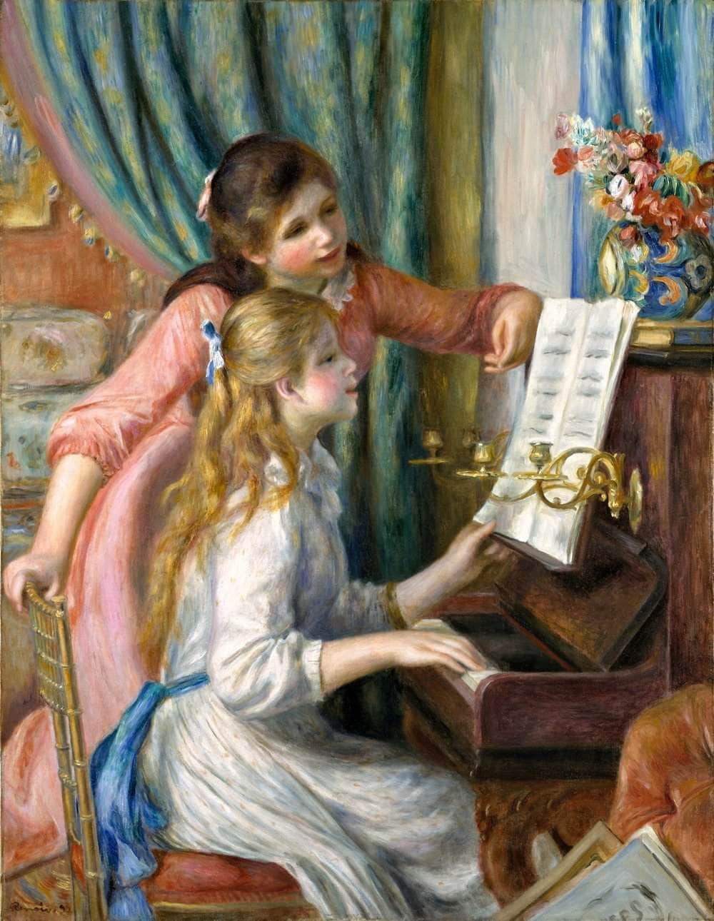 Young Girls At The Piano Painting Auguste Renoir Canvas Art Fine Art Print