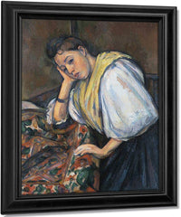 Young Italian Woman At A Table By Paul Cezanne Fine Art Print