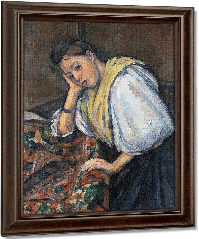 Young Italian Woman At A Table By Paul Cezanne Fine Art Print