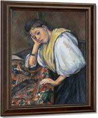 Young Italian Woman At A Table By Paul Cezanne Fine Art Print