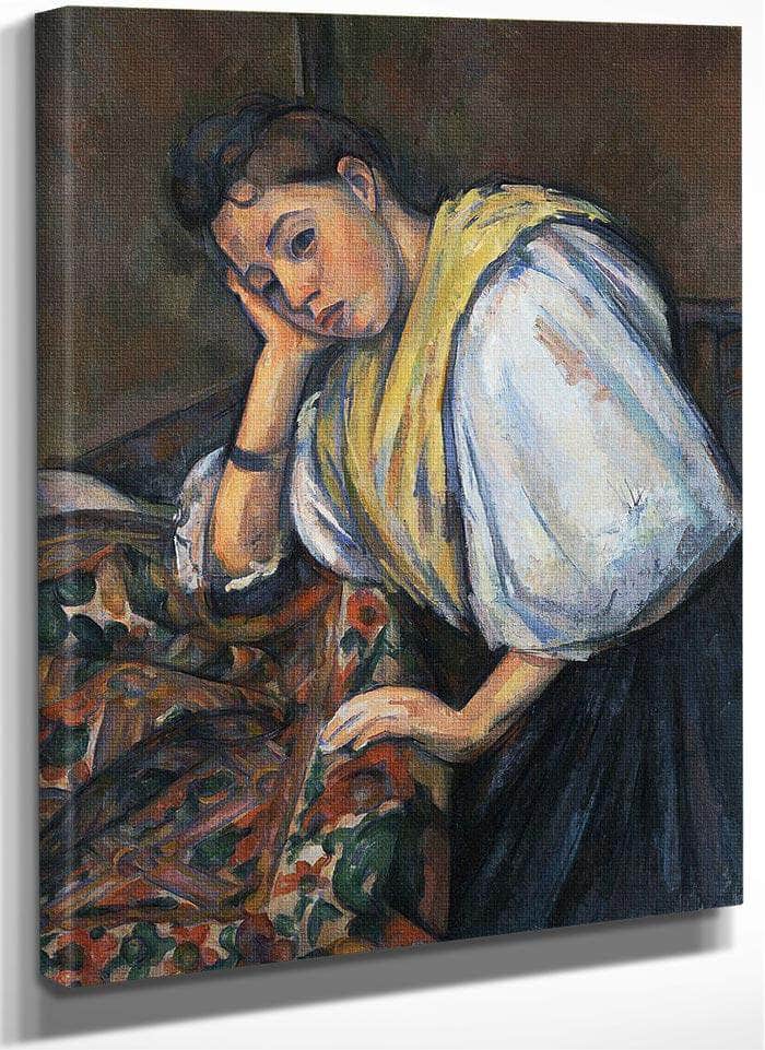 Young Italian Woman At A Table By Paul Cezanne Fine Art Print