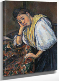 Young Italian Woman At A Table By Paul Cezanne Fine Art Print