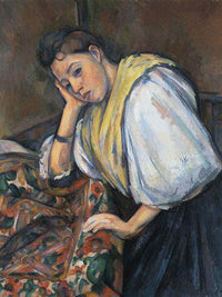 Young Italian Woman At A Table By Paul Cezanne Fine Art Print