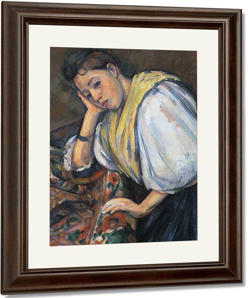 Young Italian Woman At A Table By Paul Cezanne Fine Art Print