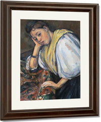 Young Italian Woman At A Table By Paul Cezanne Fine Art Print