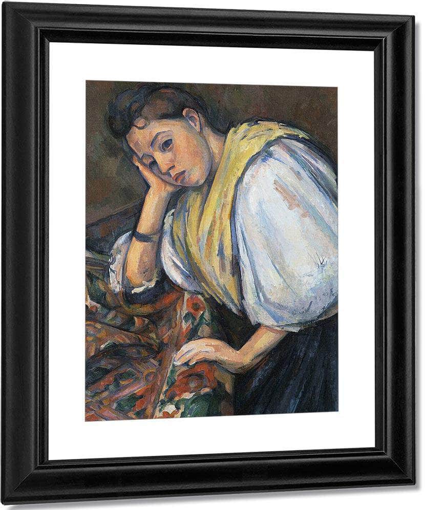 Young Italian Woman At A Table By Paul Cezanne Fine Art Print