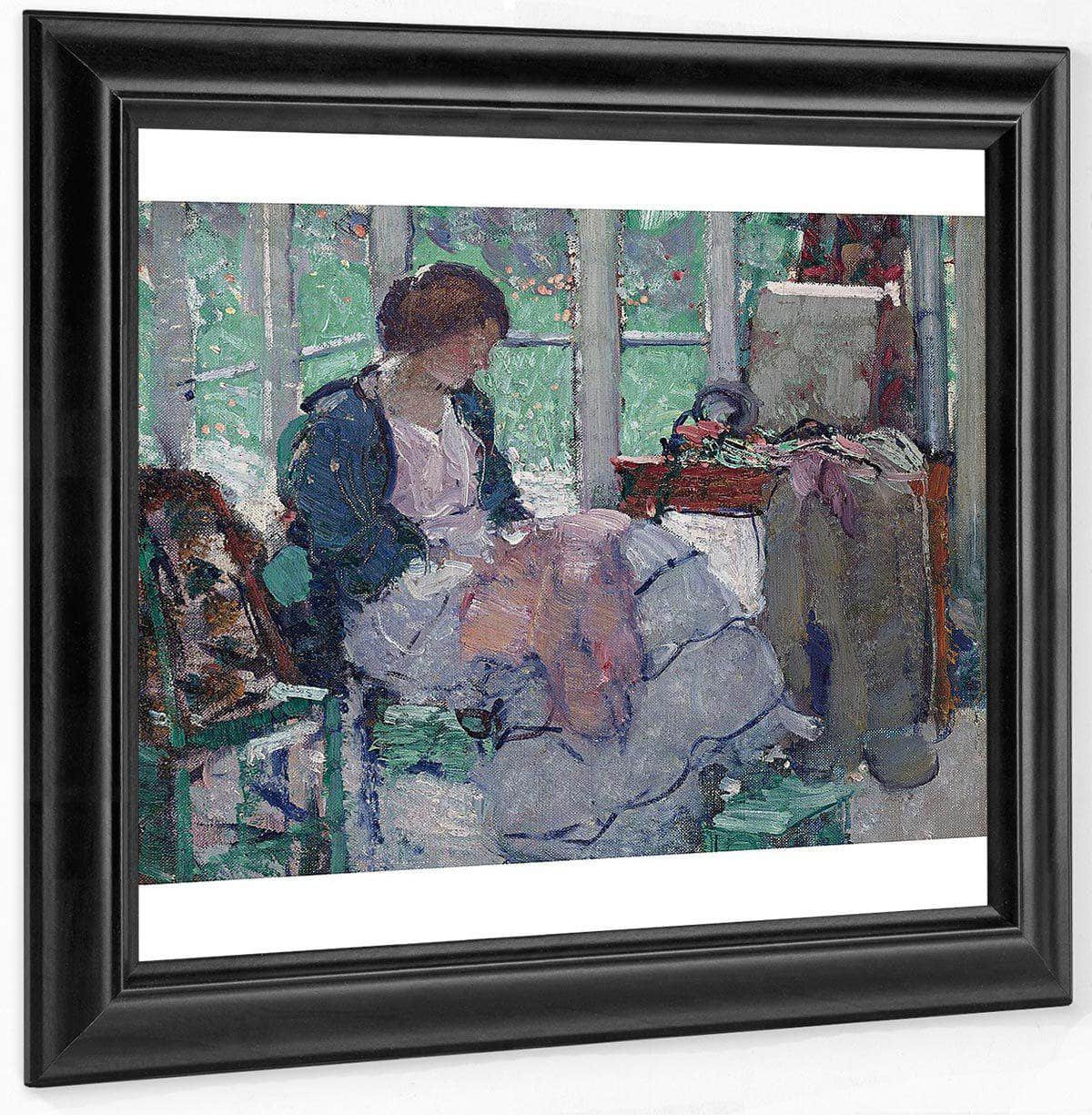Young Lady Sewing By Richard Edward Miller Fine Art Print