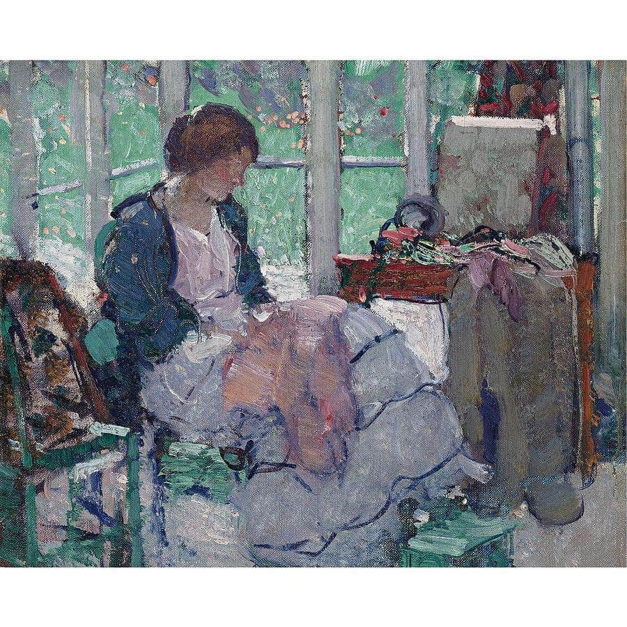 Young Lady Sewing By Richard Edward Miller Fine Art Print