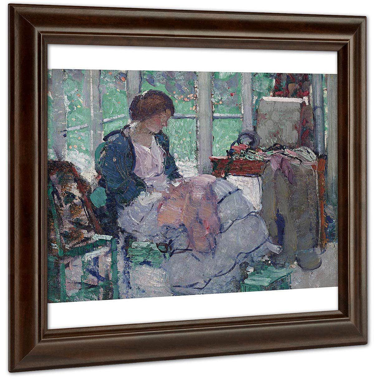 Young Lady Sewing By Richard Edward Miller Fine Art Print