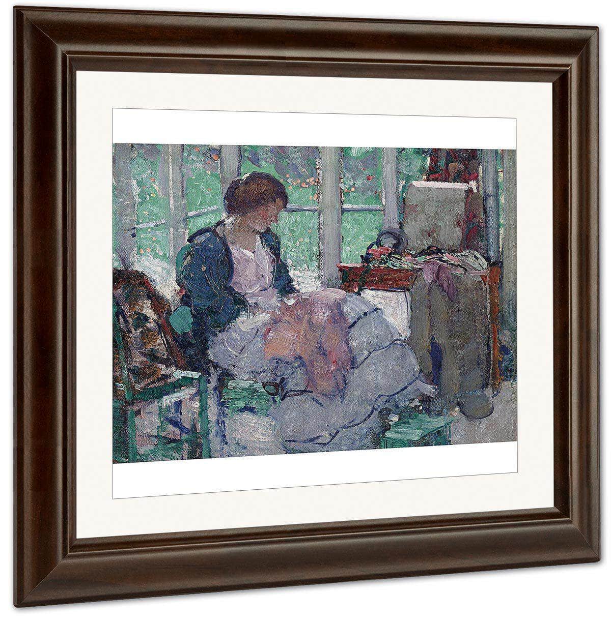 Young Lady Sewing By Richard Edward Miller Fine Art Print