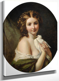 Young Lady With A Dove By Karl Ouren Fine Art Print
