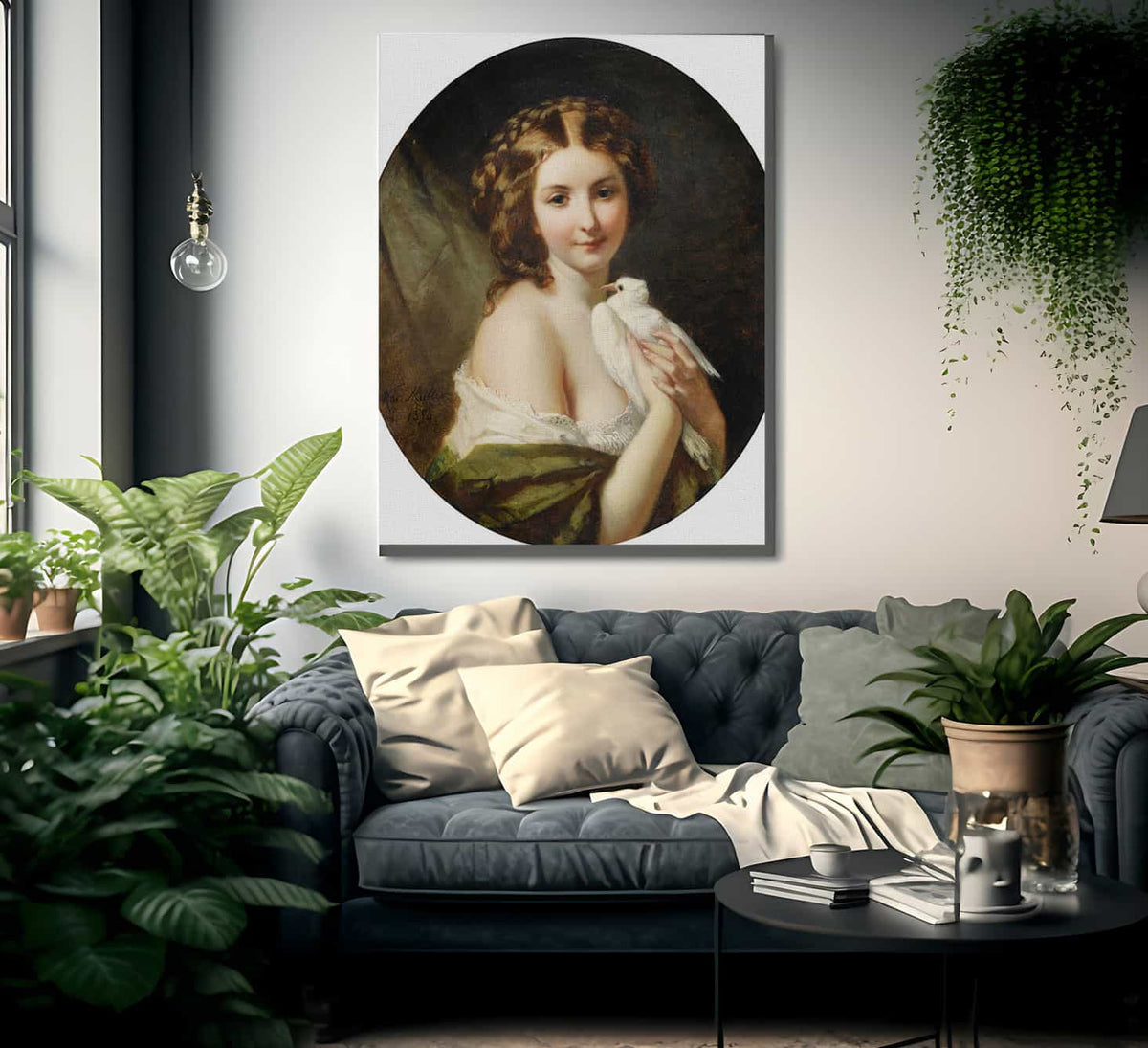 Young Lady With A Dove By Karl Ouren Fine Art Print