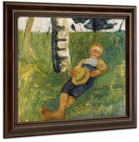 Young Man Lying In Grass Next To A Birch Tree By Paula Modersohn Becker Fine Art Print