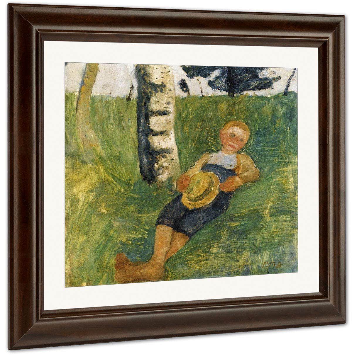 Young Man Lying In Grass Next To A Birch Tree By Paula Modersohn Becker Fine Art Print