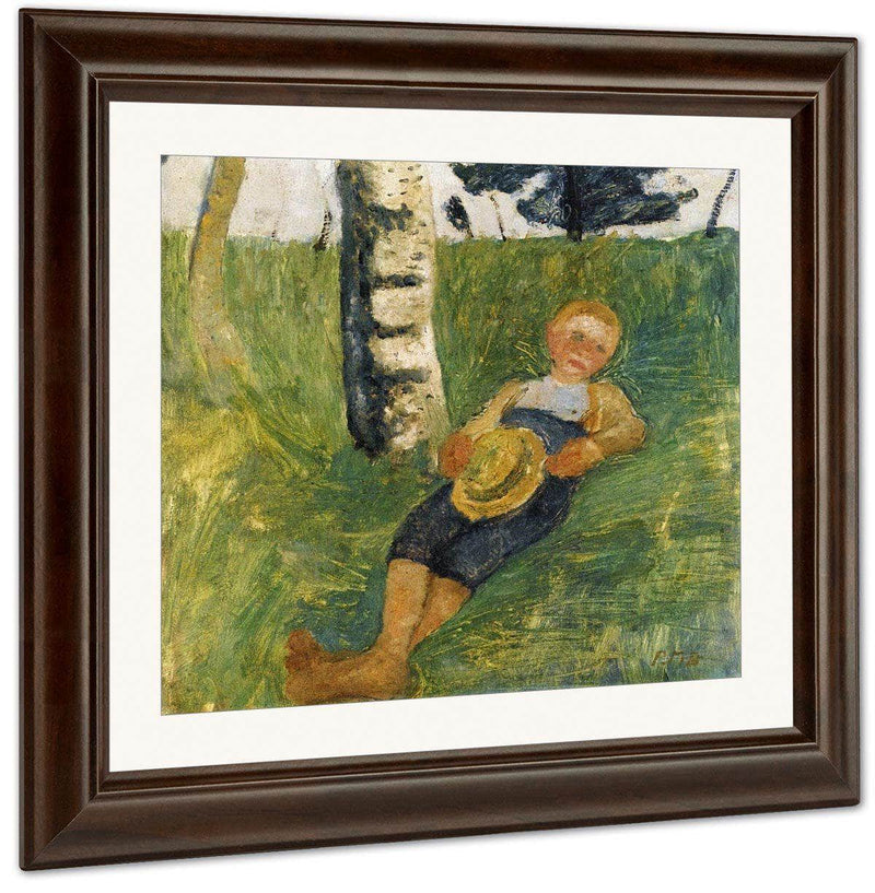 Young Man Lying In Grass Next To A Birch Tree By Paula Modersohn Becker Fine Art Print
