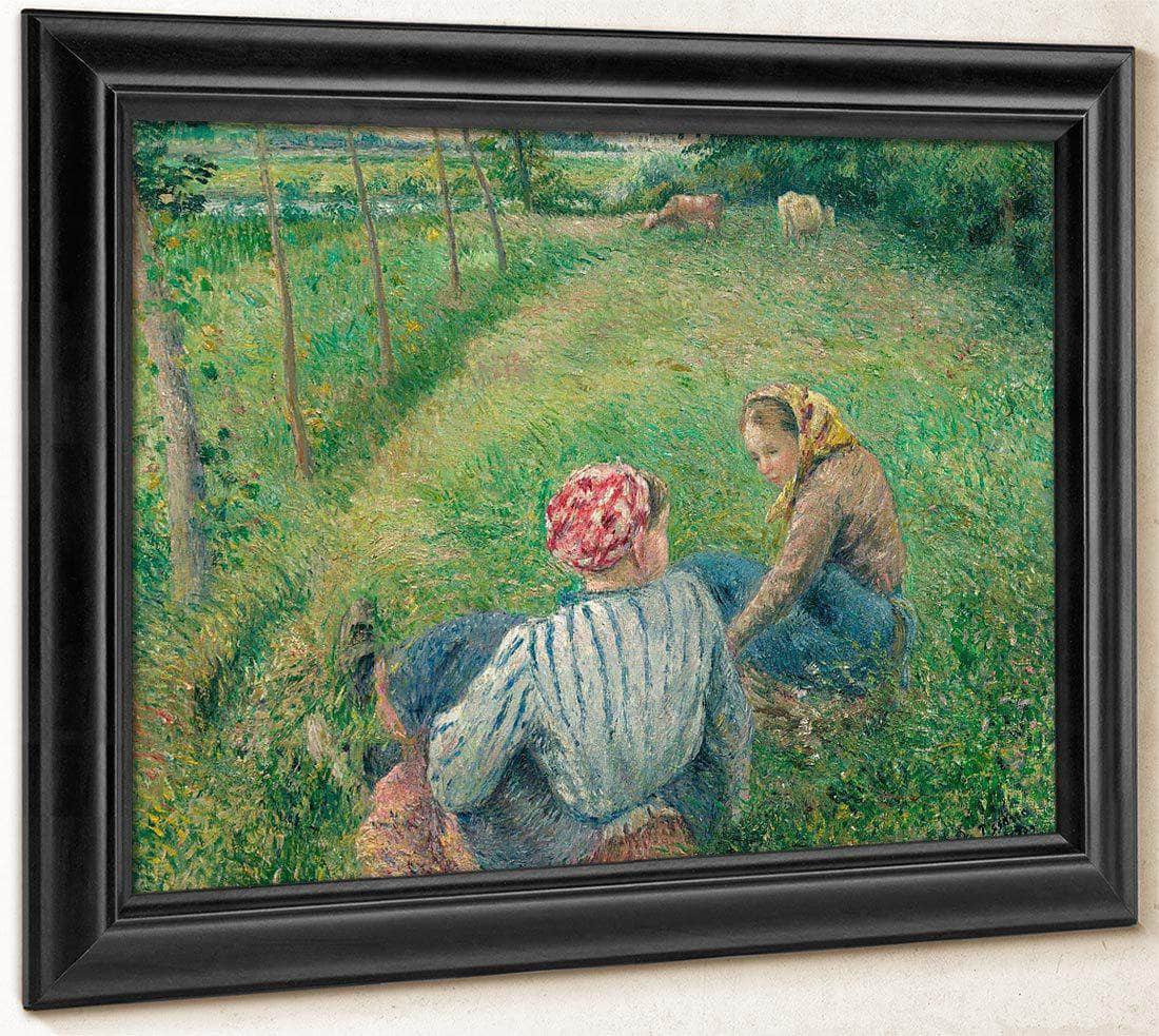 Young Peasant Girls Resting In The Fields Near Pontoise Camille Pissarro Fine Art Print